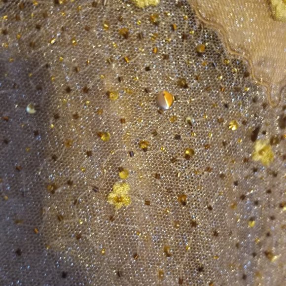 Brown and Gold Strapless Dress - Picture 4 of 6